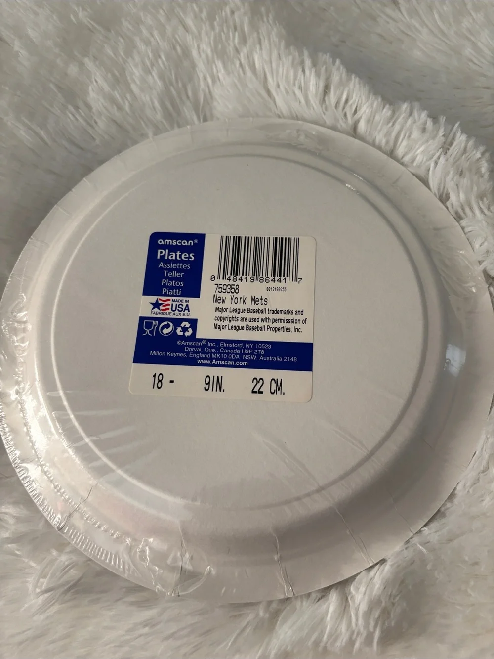 NY Mets Baseball 18 Party Plates & 36 Small Napkins NWT Large Napkins Opened
